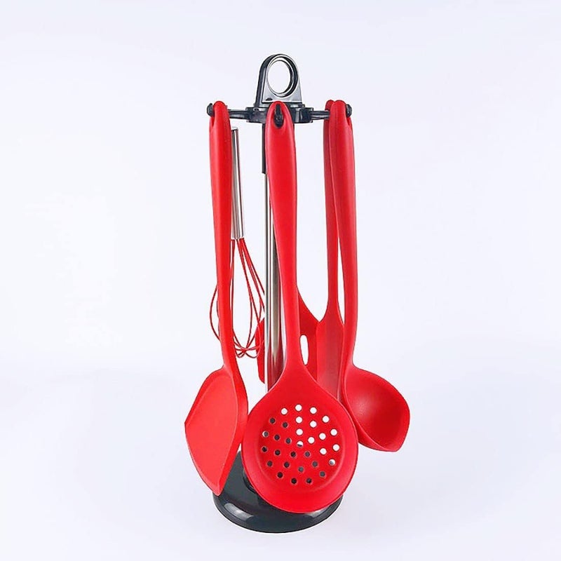 YCSSSD Kitchen ware Storage Rack, Stainless Steel Kitchen Utensil Holder Organizer, Countertop 360 Degree Rotating Utensil Holder for Kitchen Counter with 6 Hooks. - Image 5